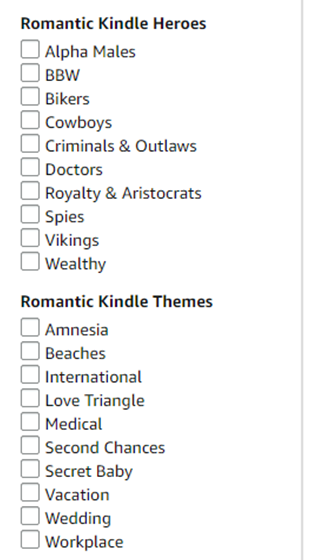 Amazon KDP Keywords romance category sidebars 2